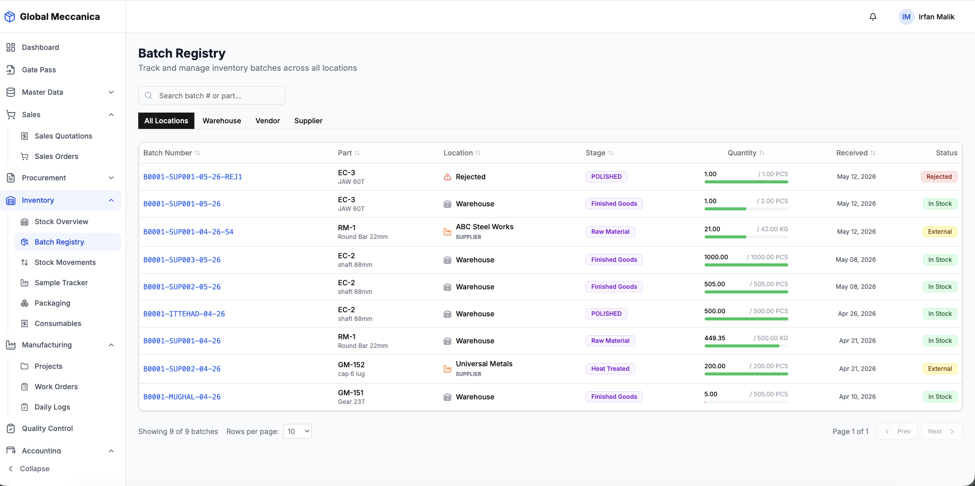 PartNexus batch registry