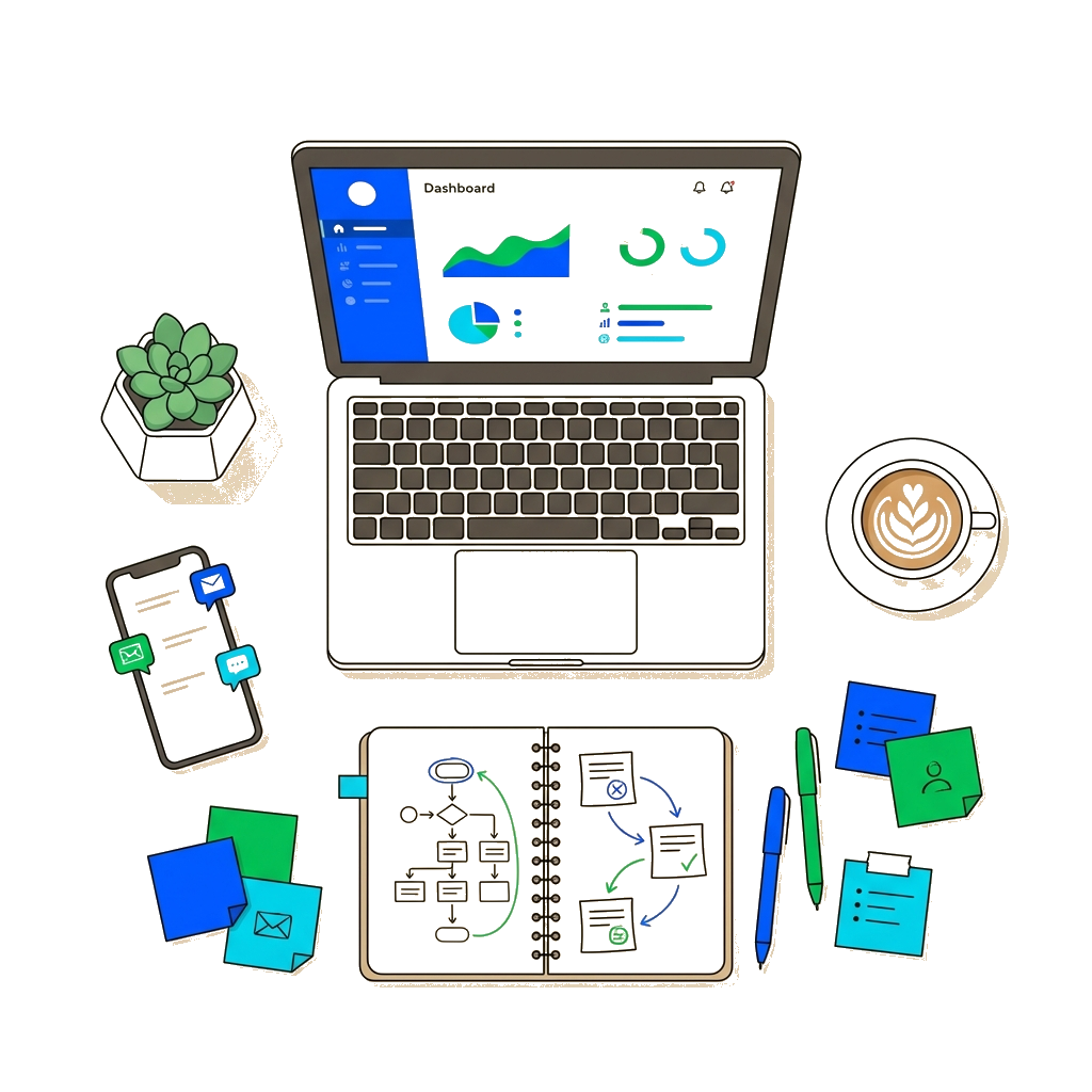 Modern workspace showing organized productivity and business readiness