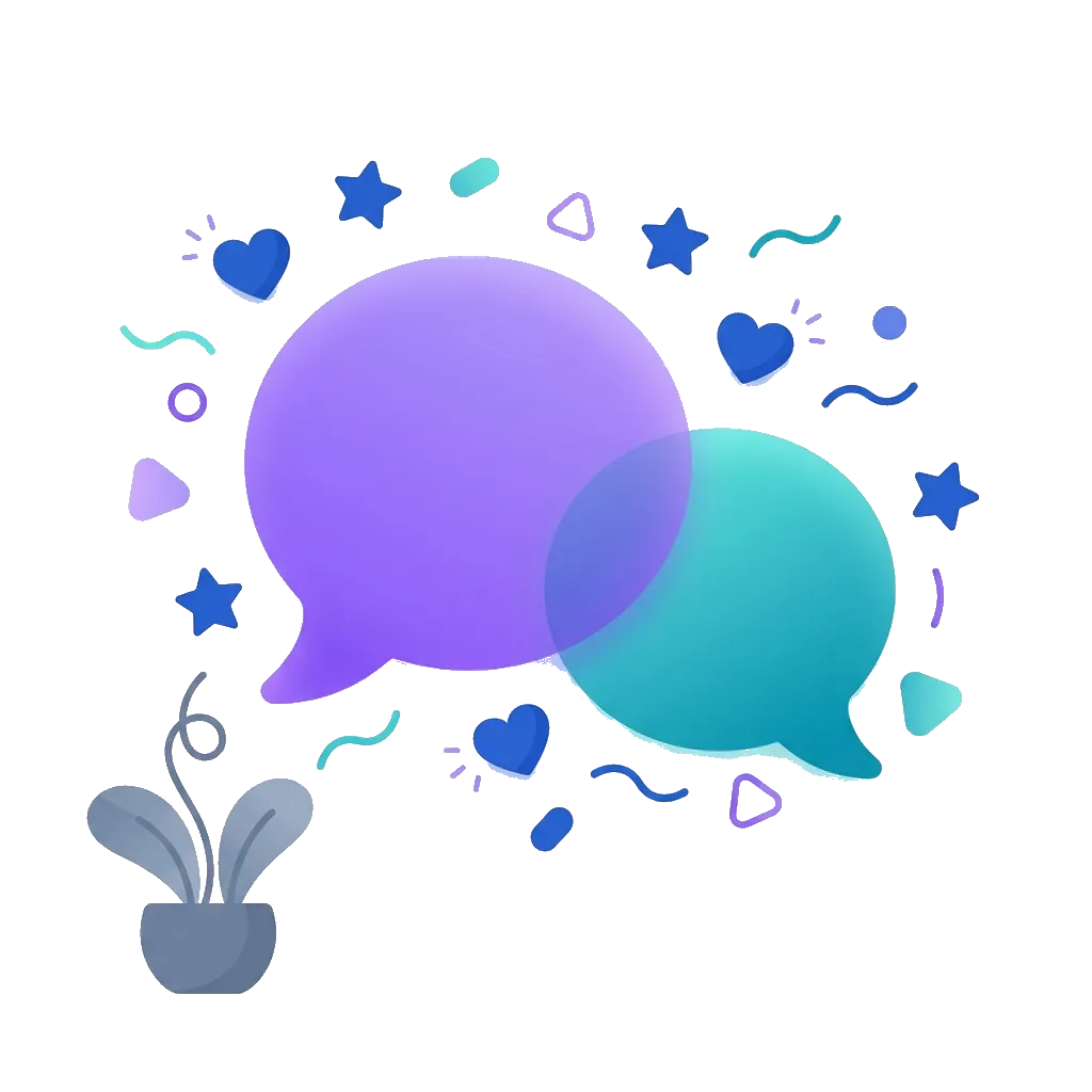 Friendly conversation elements with speech bubbles