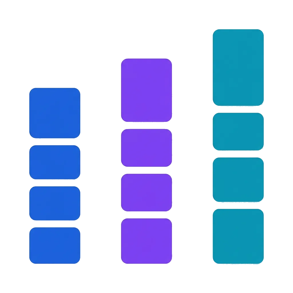 Visual comparison showing three columns of increasing capability