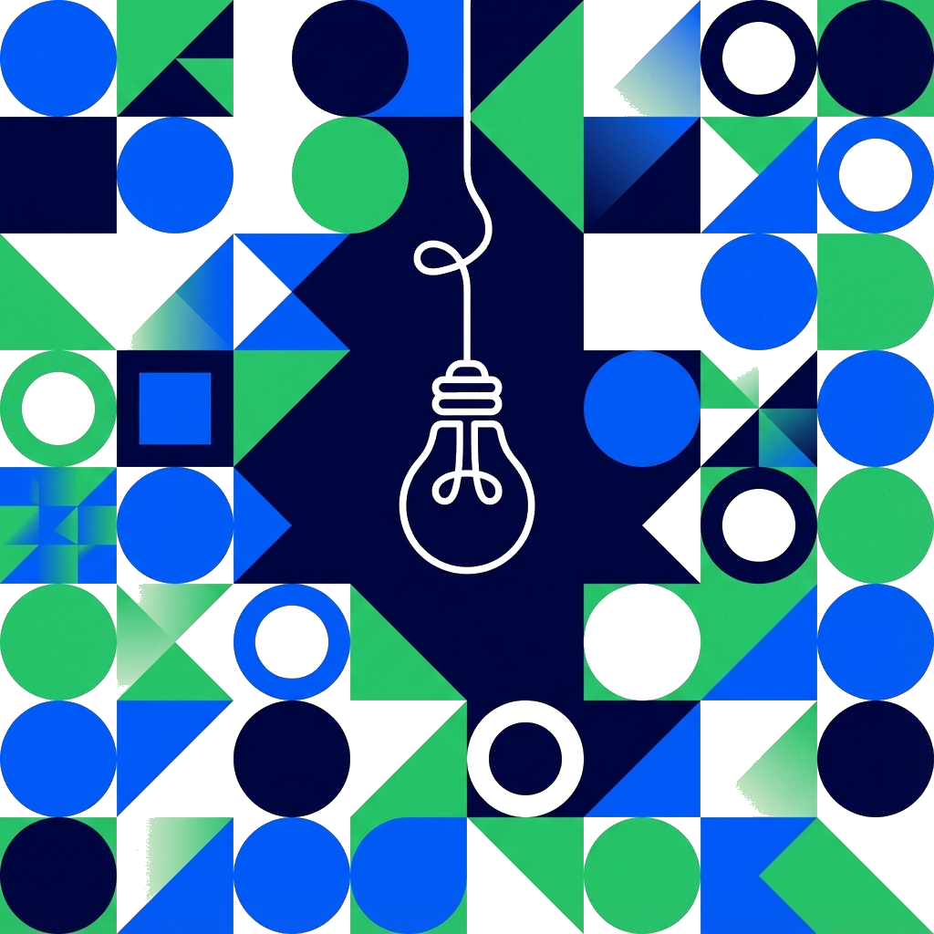 Lightbulb with organized geometric shapes representing clear problem definition - Specific Problem Illustration