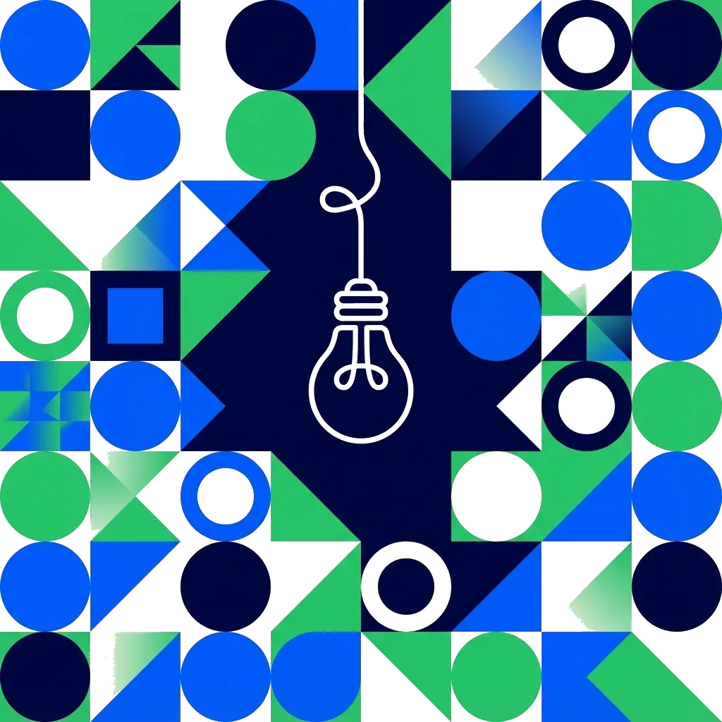 Lightbulb with organized geometric shapes representing clear problem definition - Specific Problem Illustration